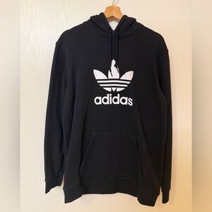 adidas Black Hoodie with White Trefoil Logo